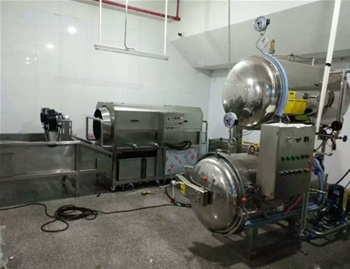 杭州客戶(hù)洗袋風(fēng)干流水線和殺菌鍋安裝現(xiàn)場(chǎng)